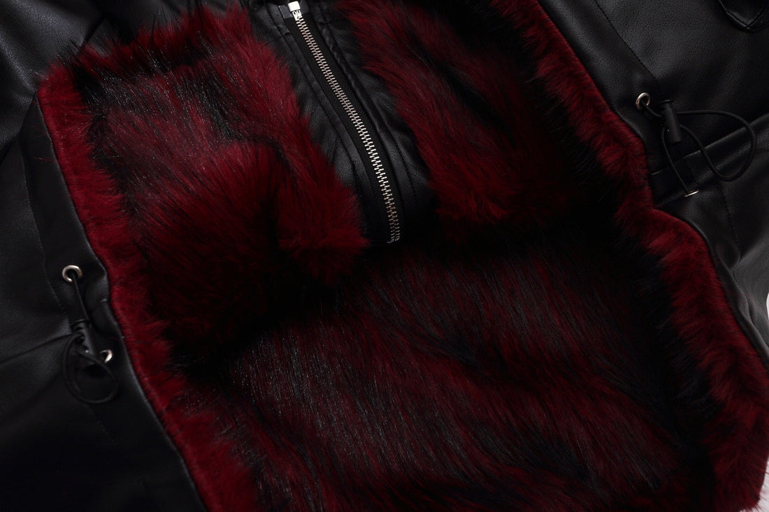 3-6-5.shop Contrast Fur PU Jacket