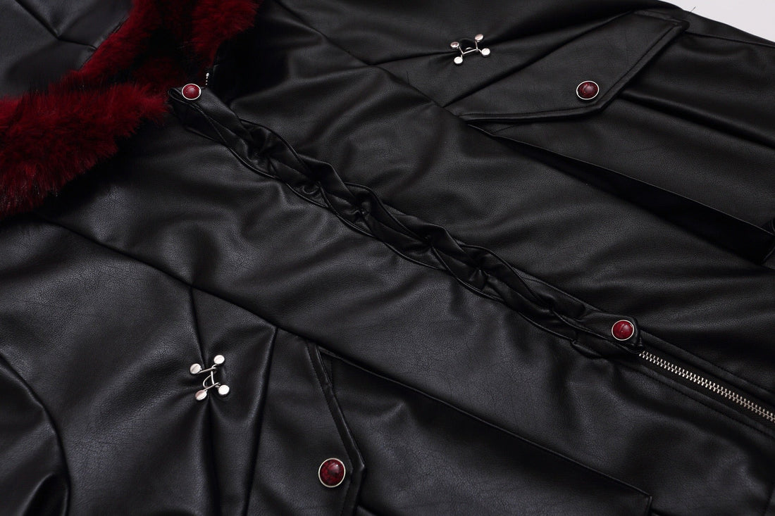 3-6-5.shop Contrast Fur PU Jacket