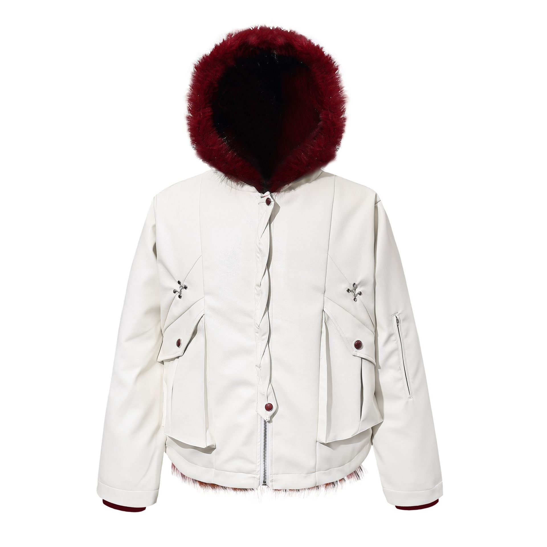 3-6-5.shop Contrast Fur PU Jacket