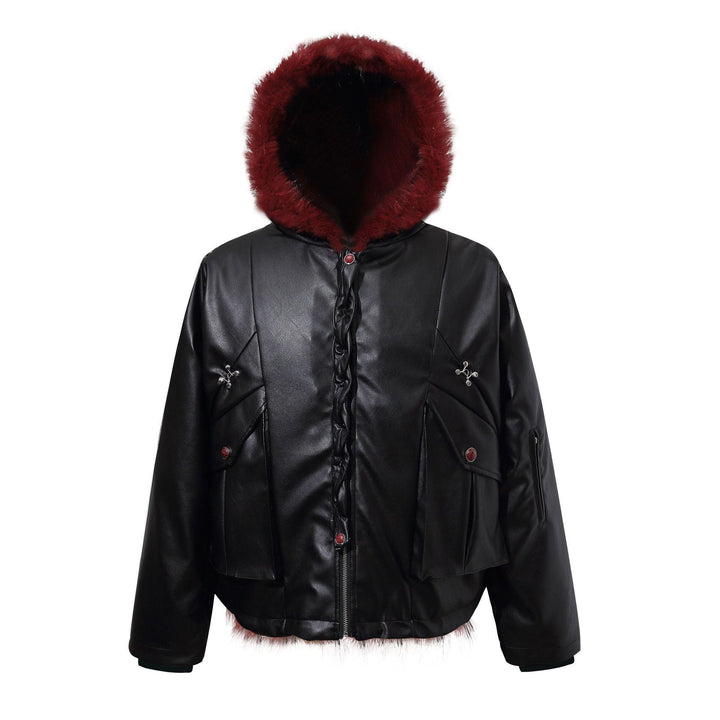 3-6-5.shop Contrast Fur PU Jacket