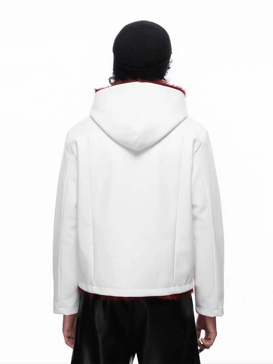 3-6-5.shop Contrast Fur PU Jacket