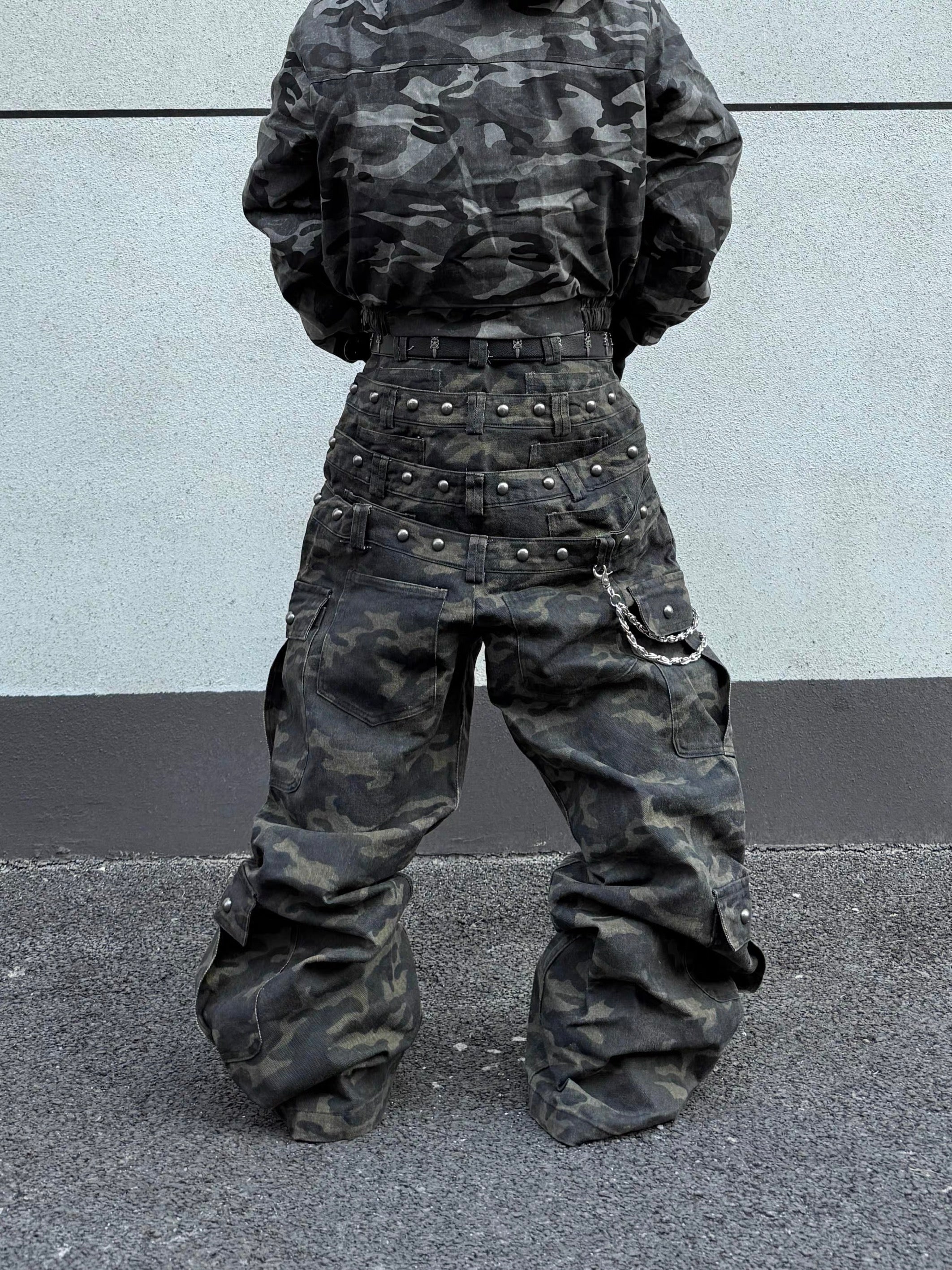 3-6-5.shop Camo Wide-Leg Cargo Pants