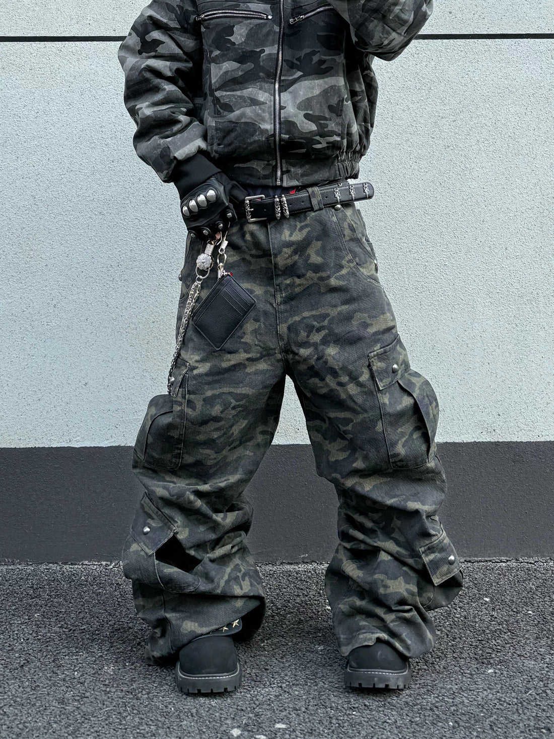 3-6-5.shop Camo Wide-Leg Cargo Pants