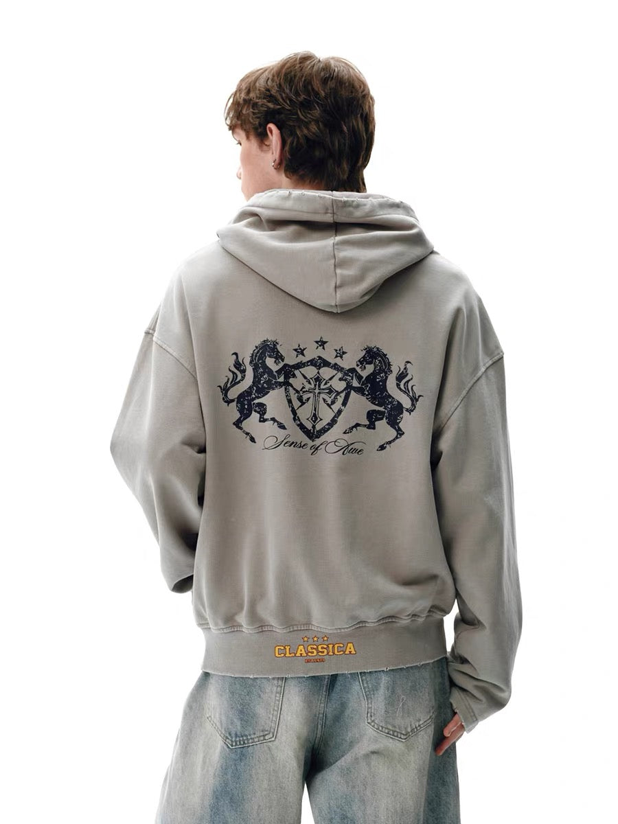 3-6-5.shop Vintage Crest Zip Hoodie