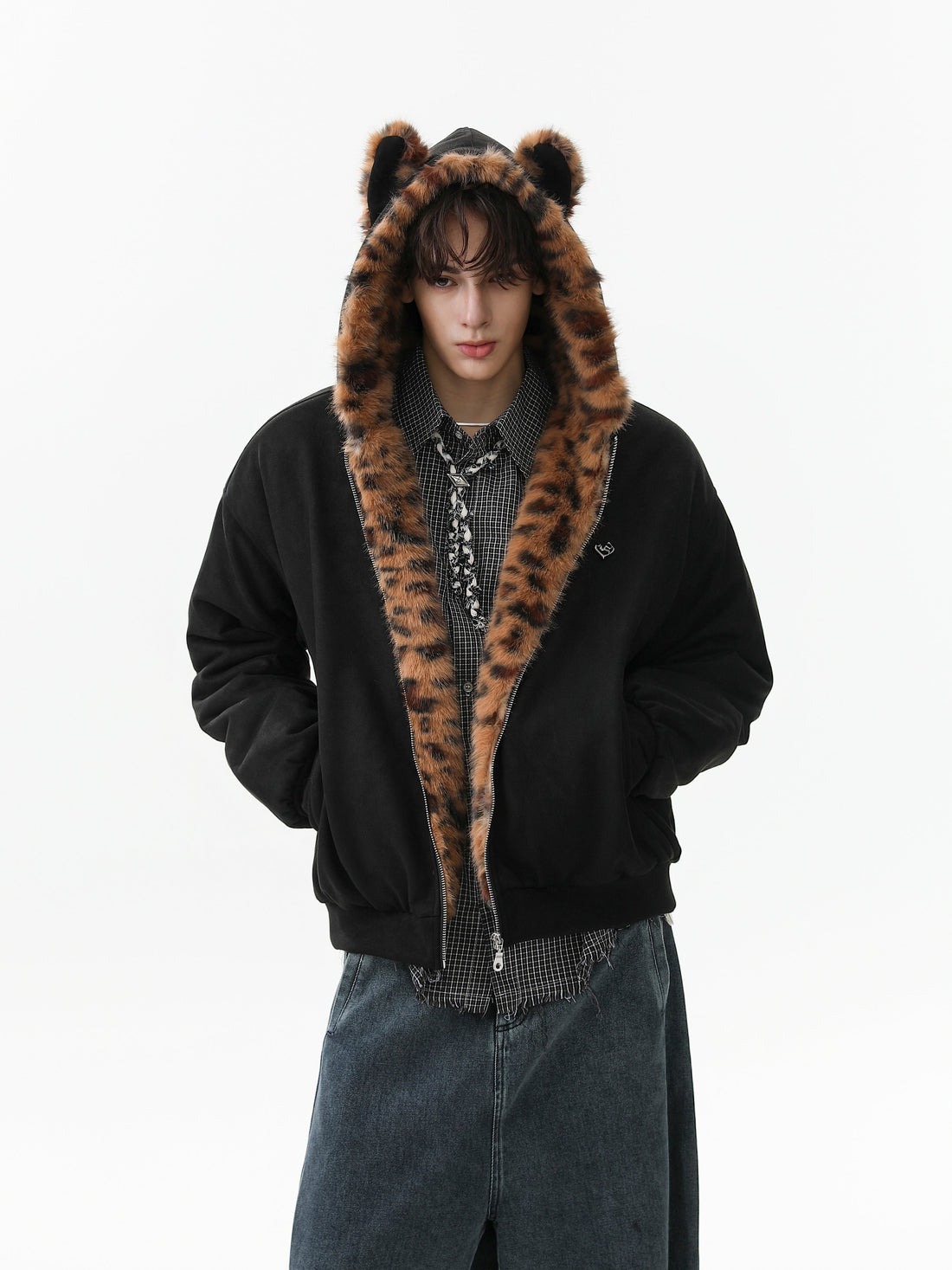 3-6-5.shop Faux Fur-Lined Leopard Hood Jacket