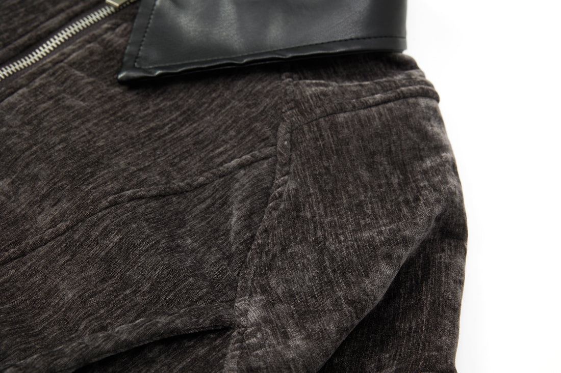 3-6-5.shop Chenille Panel Bomber Jacket