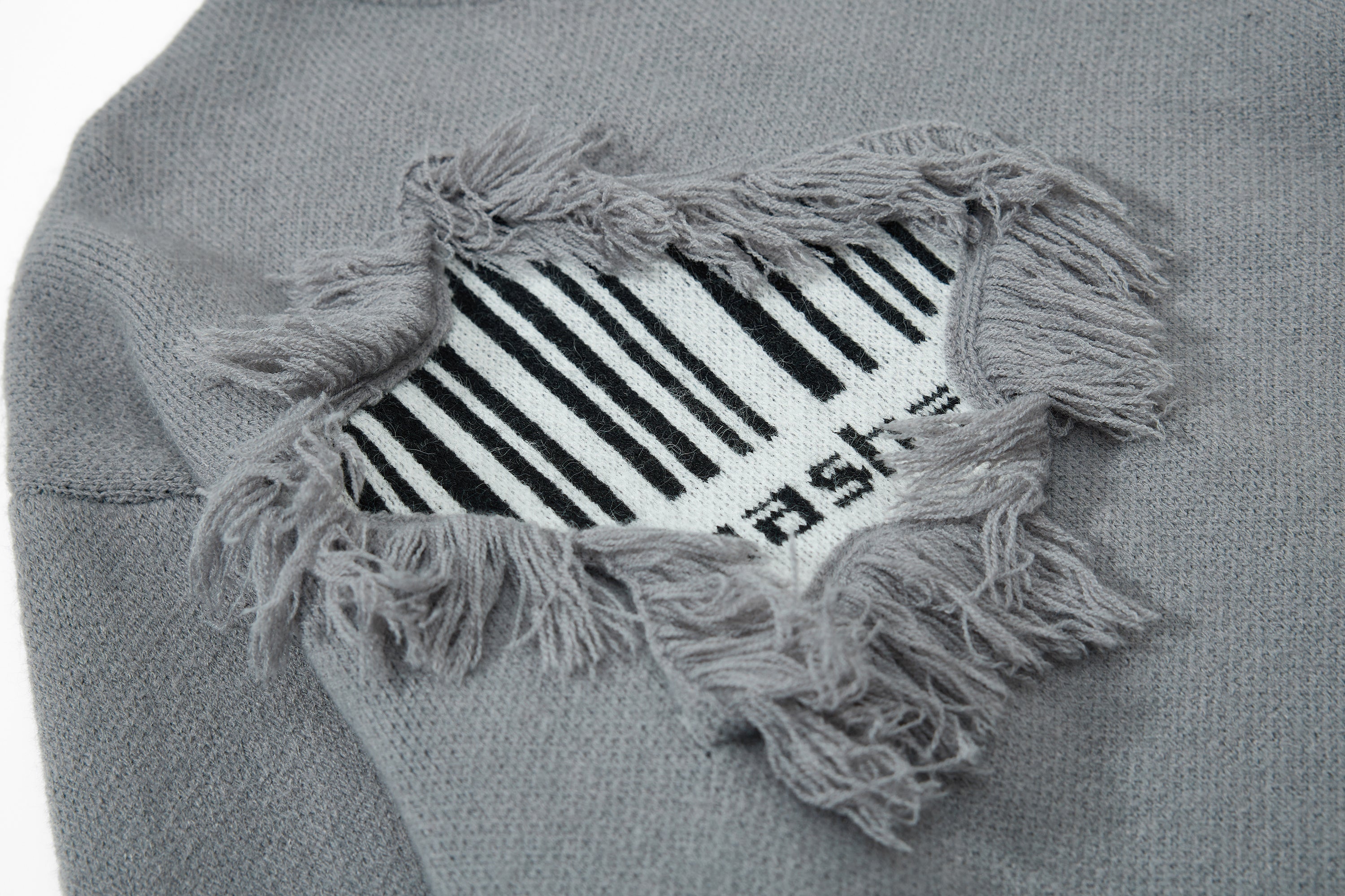 3-6-5.shop Fringe Patch Knit Sweater