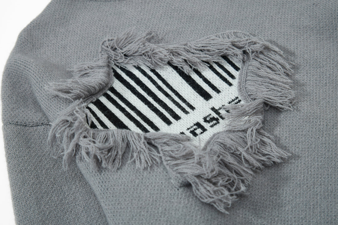 3-6-5.shop Fringe Patch Knit Sweater