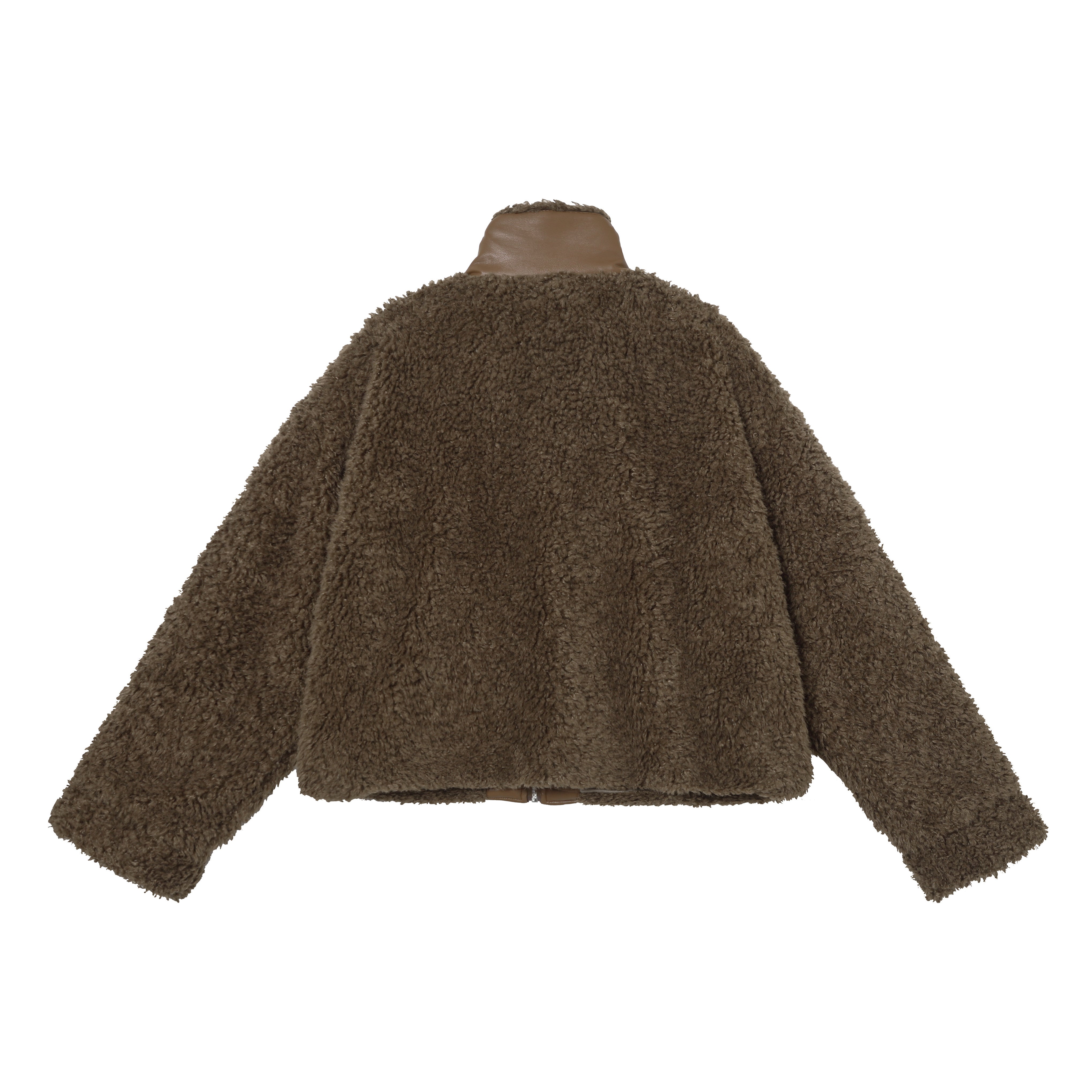 3-6-5.shop Faux Leather Patchwork Sherpa Jacket  Omirad