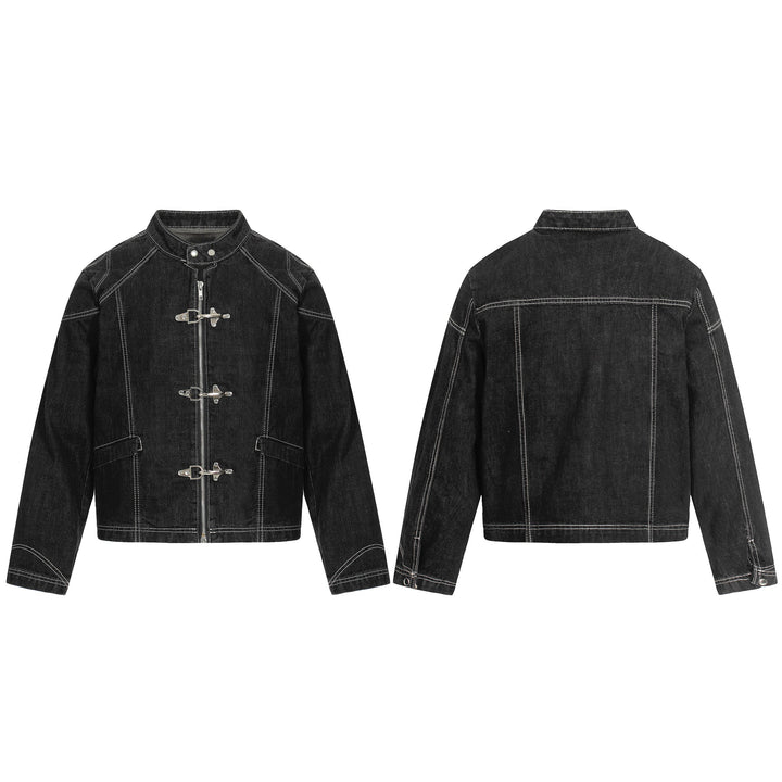 3-6-5.shop Buckle Denim Jacket – Black