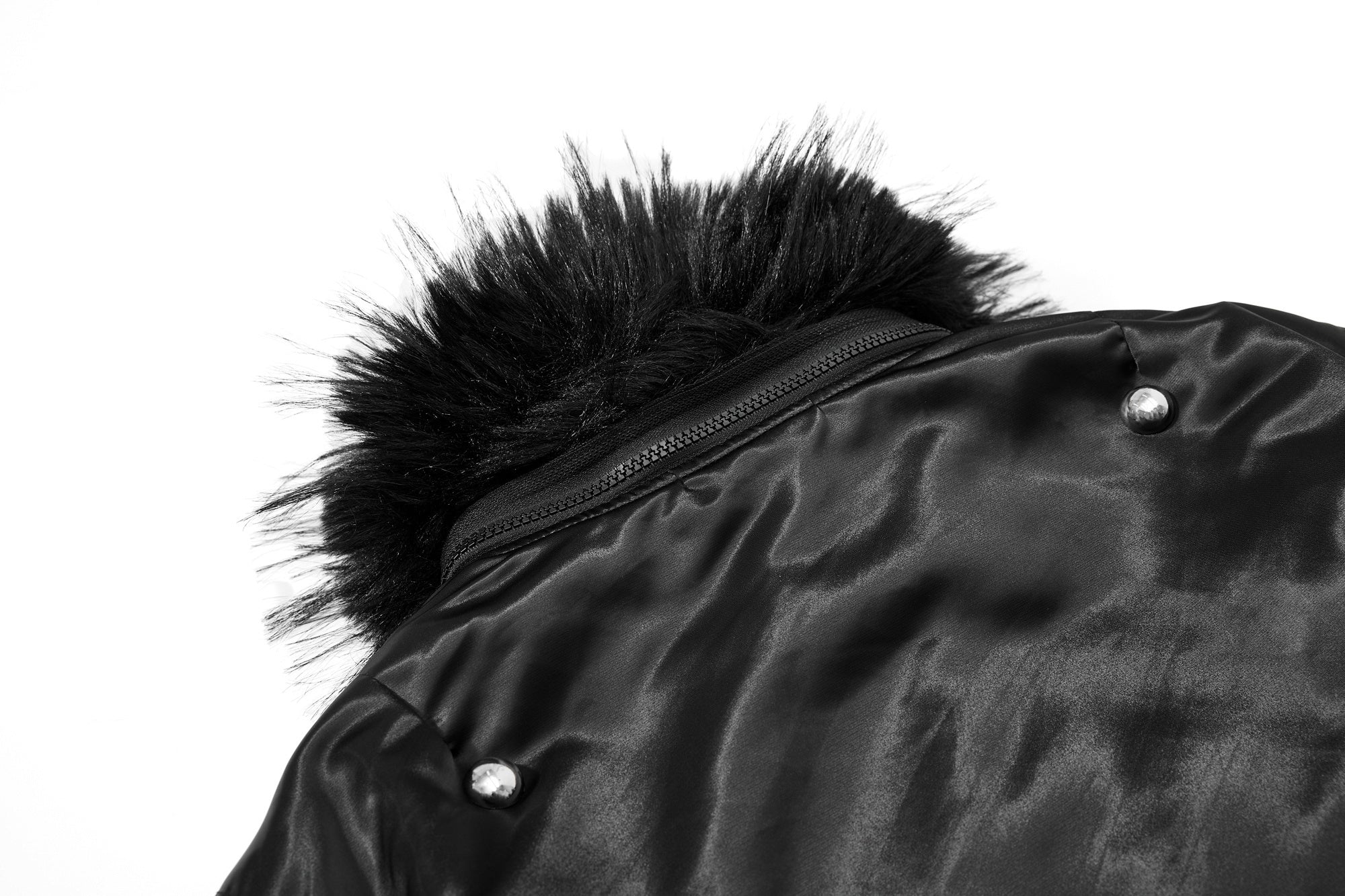 3-6-5.shop Faux Fur Collar Glossy Bomber Jacket
