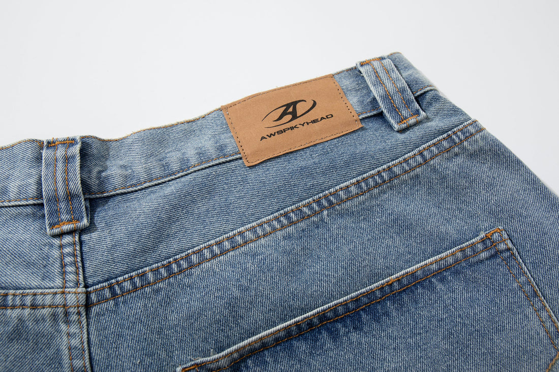 3-6-5.shop Washed Wide-Leg Denim Pants