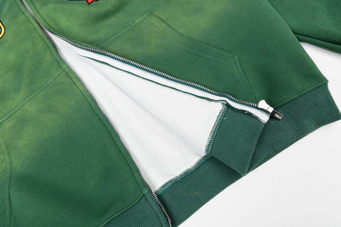 3-6-5.shop Crest Patch Zip-Up Hoodie