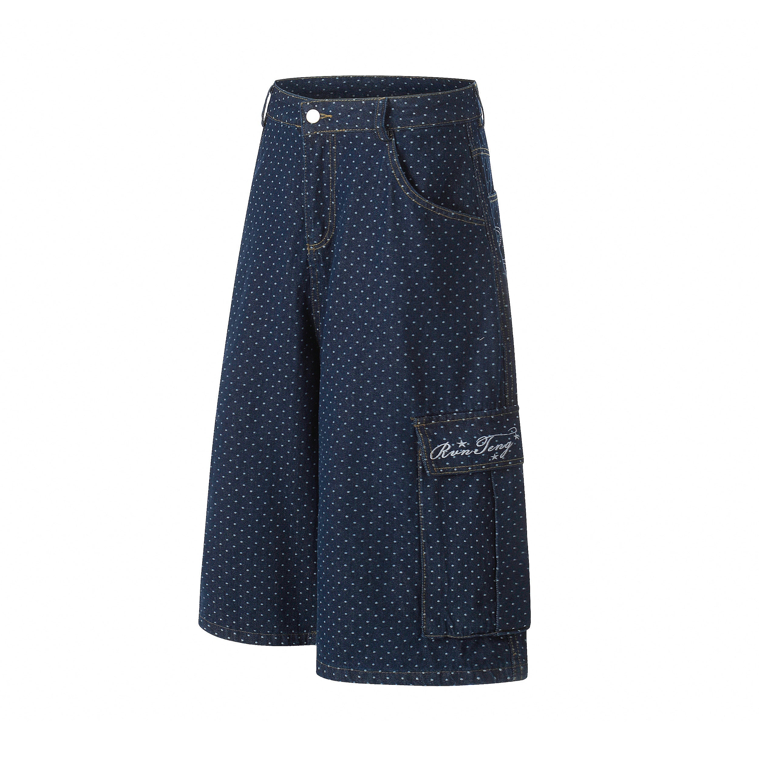 3-6-5.shop Polka Dot Denim Cargo Shorts