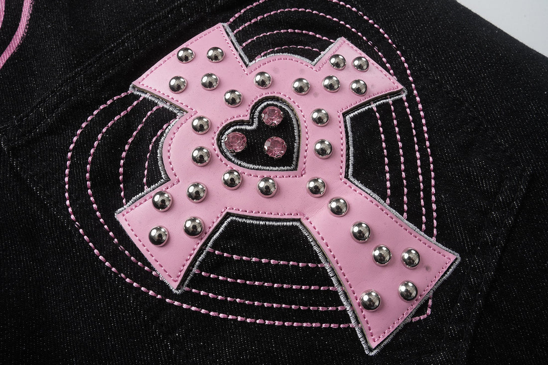 3-6-5.shop Cross Pocket Graphic Wide-Leg Jeans