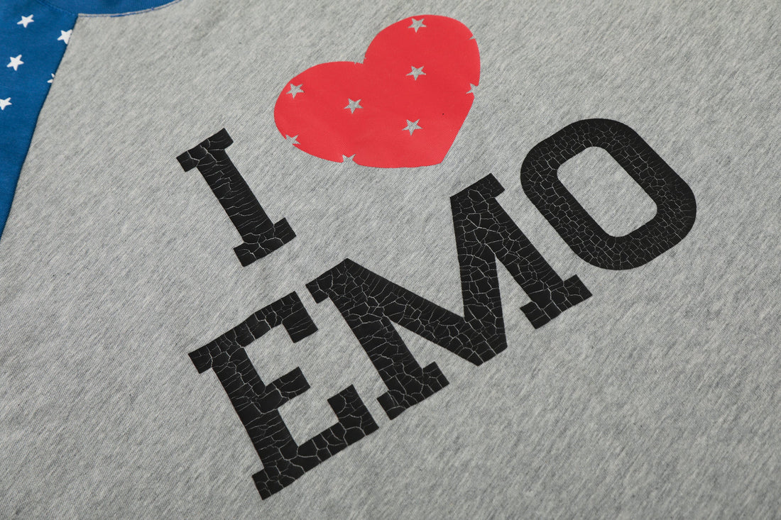 3-6-5.shop “I ♥ EMO” Raglan Long Sleeve Tee