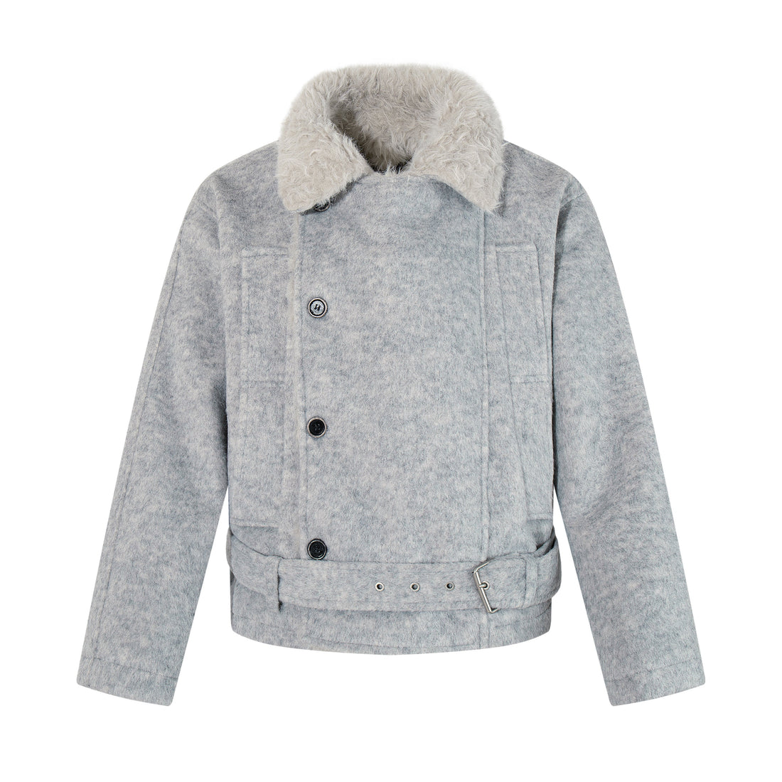 3-6-5.shop Fur-Collar Belted Jacket