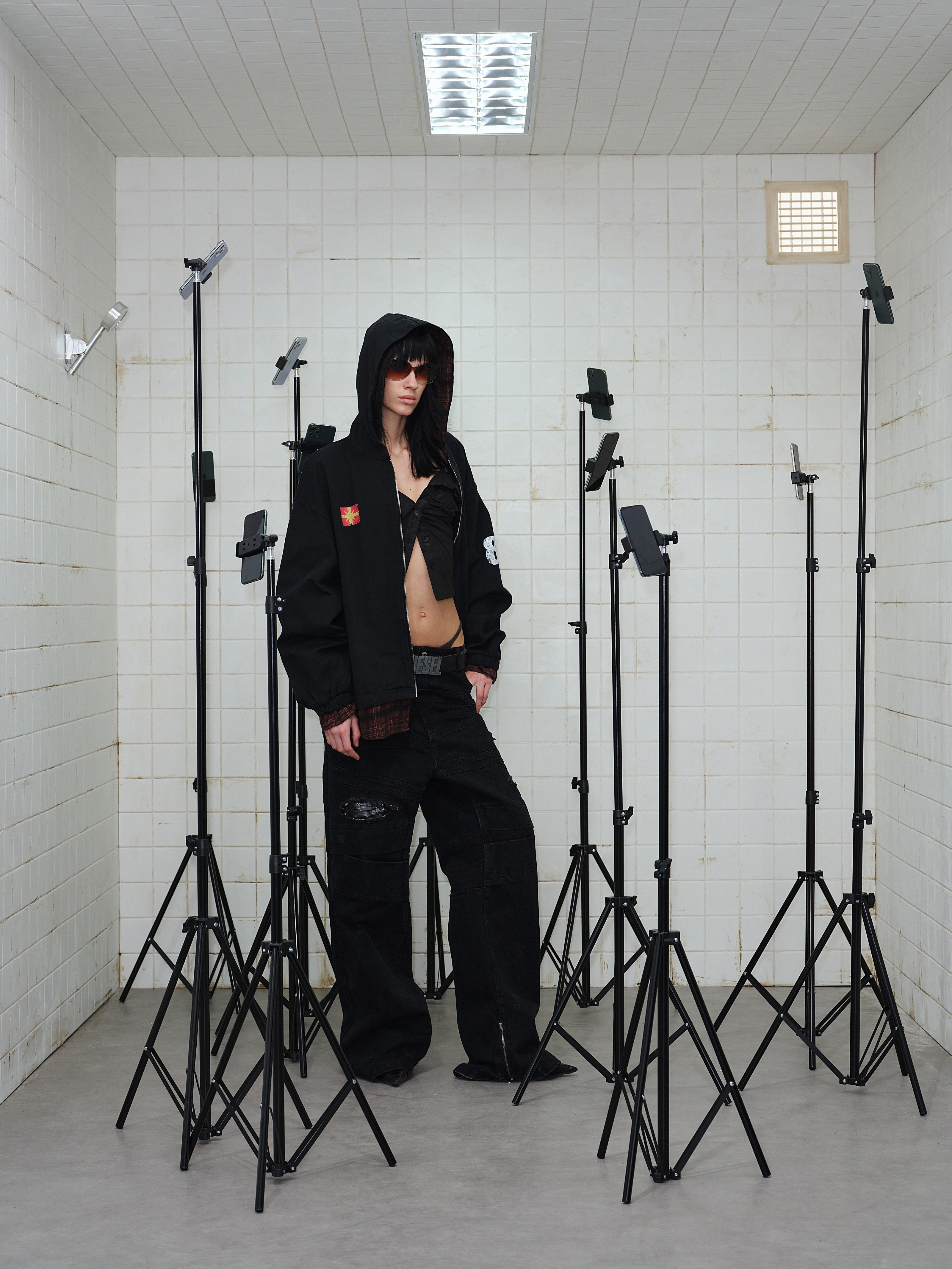 3-6-5.shop Plaid-Lined Zip Hoodie