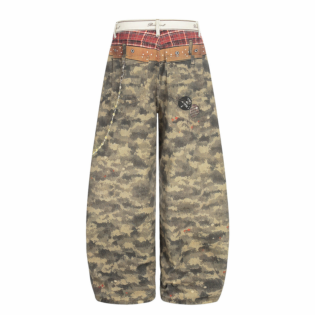 3-6-5.shop Camo Patchwork Wide-Leg Denim Pants