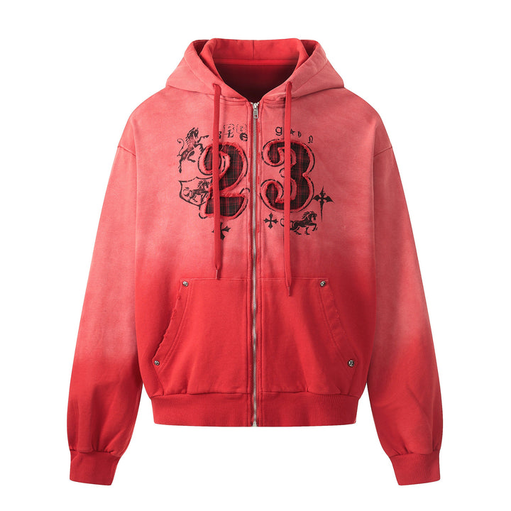 3-6-5.shop Gradient Graphic Zip-Up Hoodie