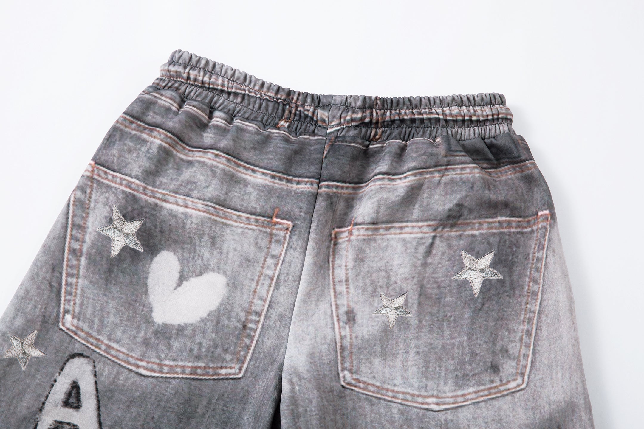 3-6-5.shop Cat Print Barrel Denim Pants