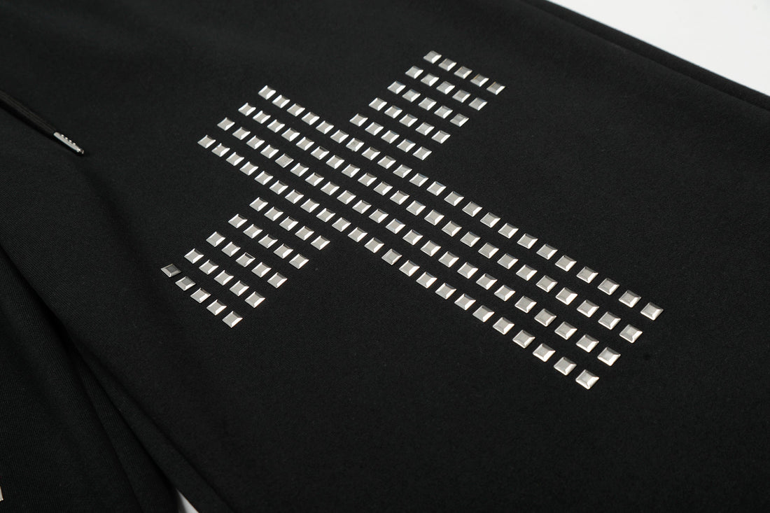 3-6-5.shop Studded Cross Wide-Leg Sweatpants