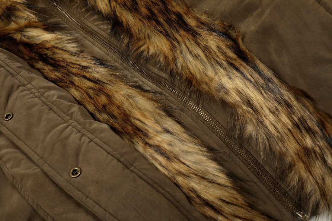 3-6-5.shop Detachable Faux Fur PU Puffer Jacket