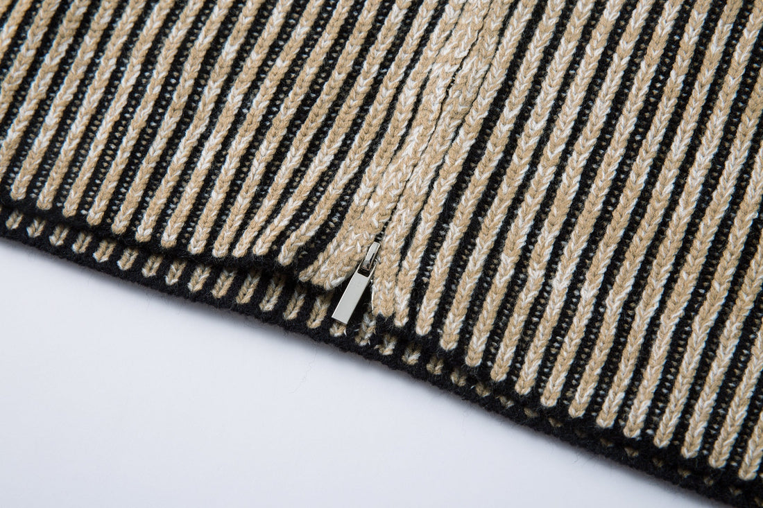 3-6-5.shop Striped Textured Zip Jacket