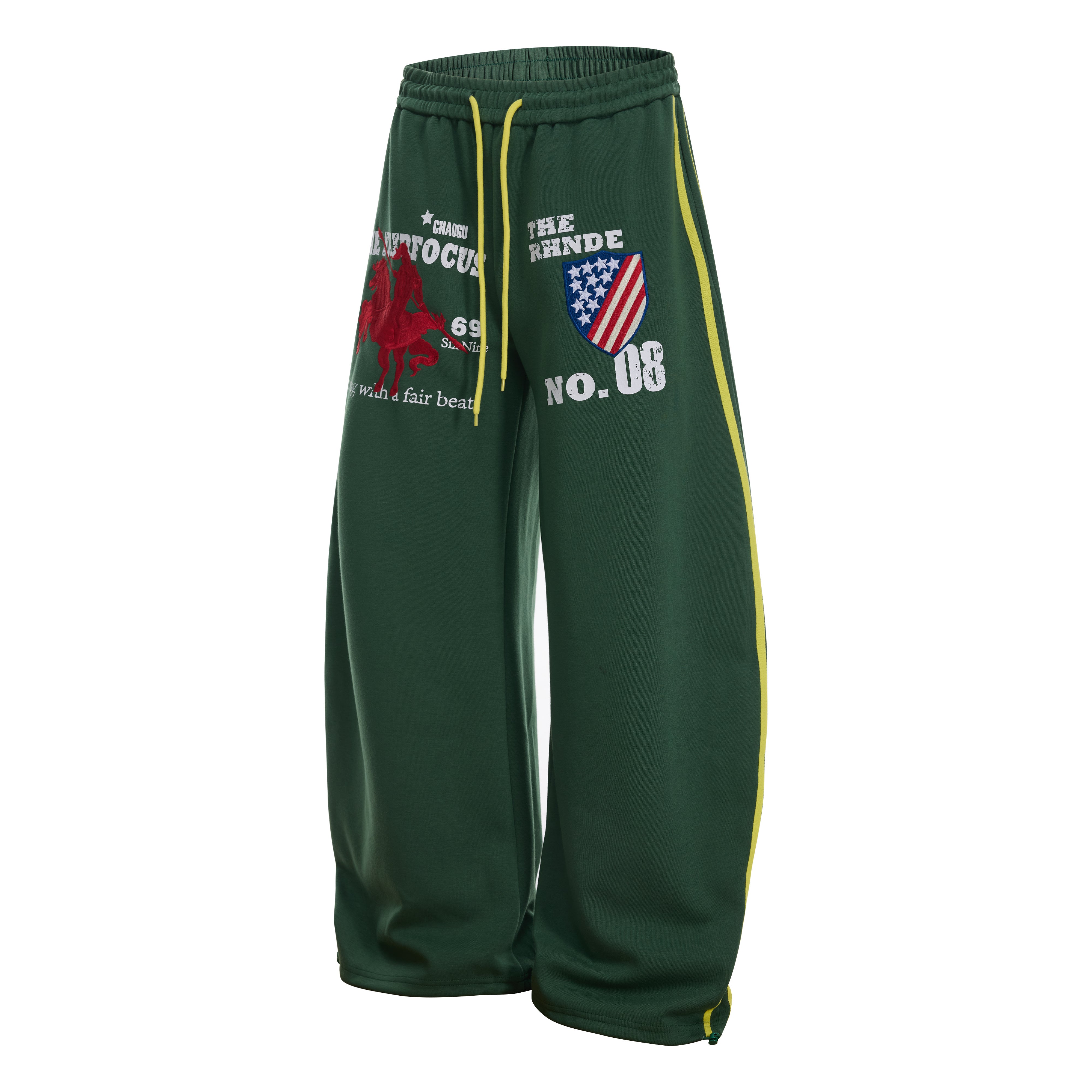 3-6-5.shop Retro College Badge Wide-Leg Sweatpants