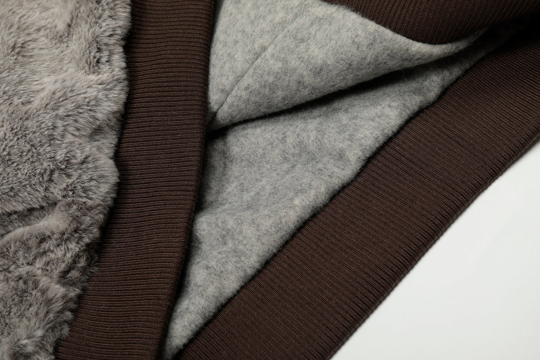 3-6-5.shop Wool Blend Fleece Hooded Bomber Jacket