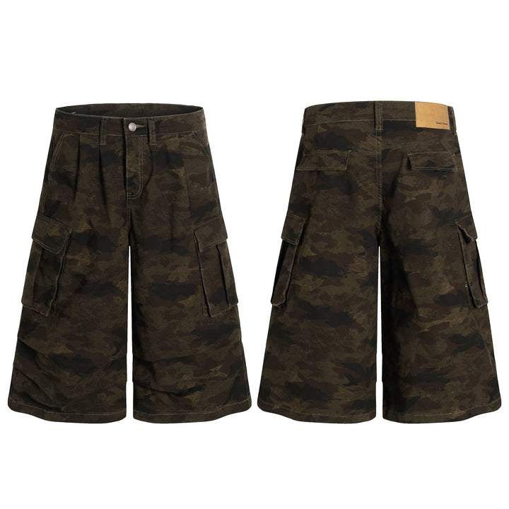 3-6-5.shop Wide-Leg Camo Cargo Shorts