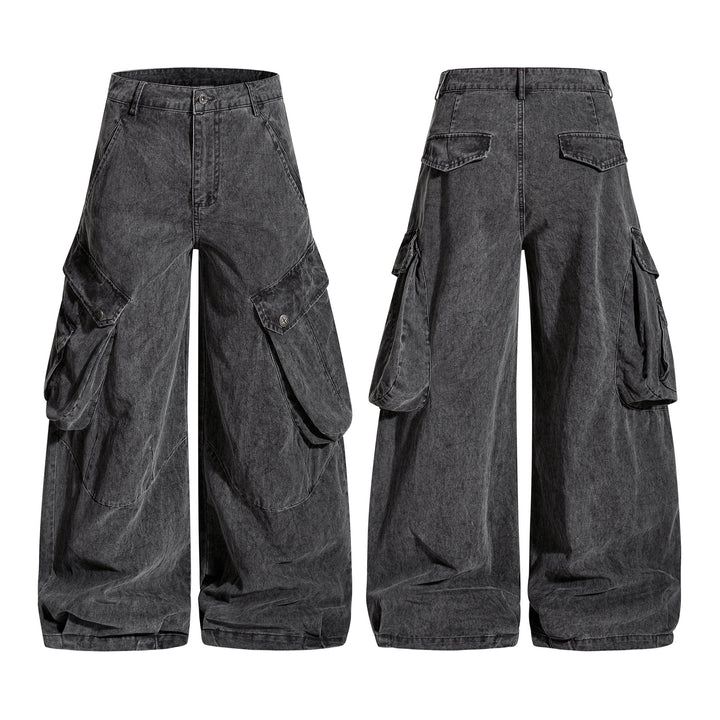 3-6-5.shop Washed Wide-Leg Cargo Pants