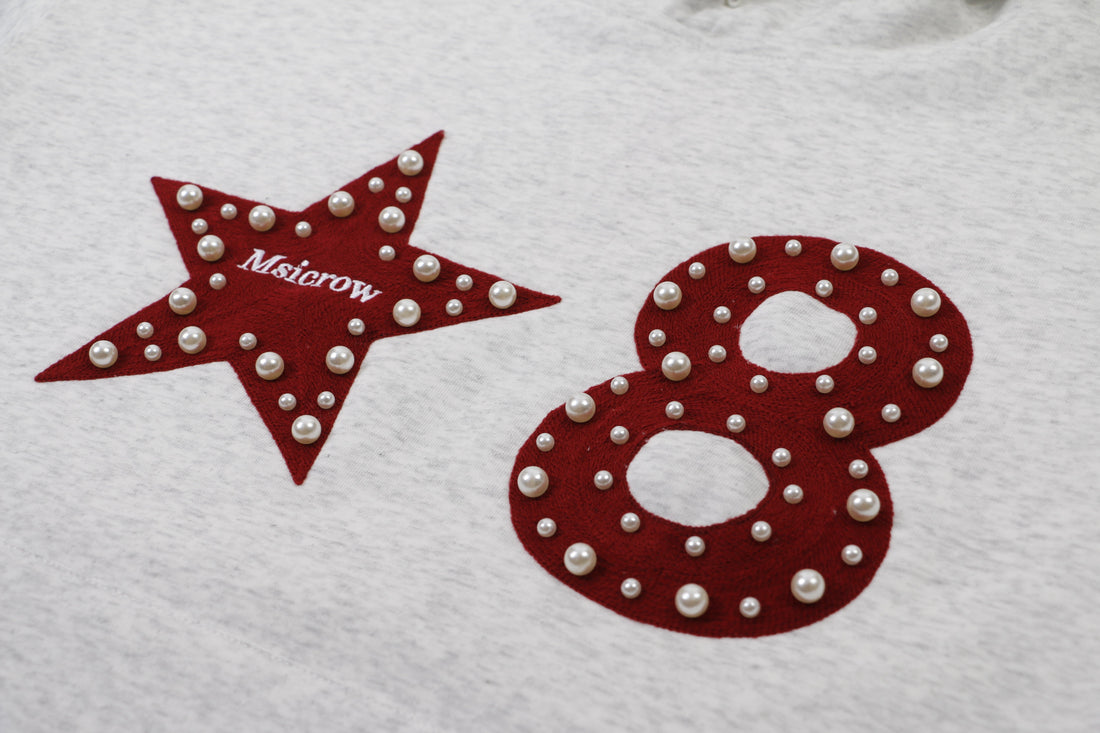 3-6-5.shop Star & Number Appliqué Hoodie