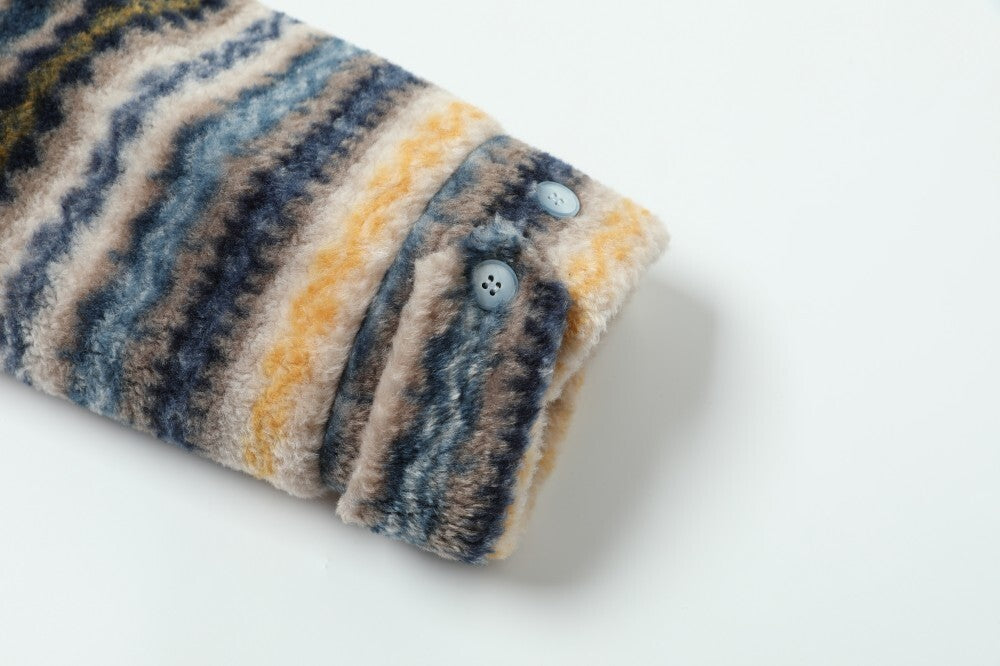 3-6-5.shop Striped Faux Fur Hooded Jacket