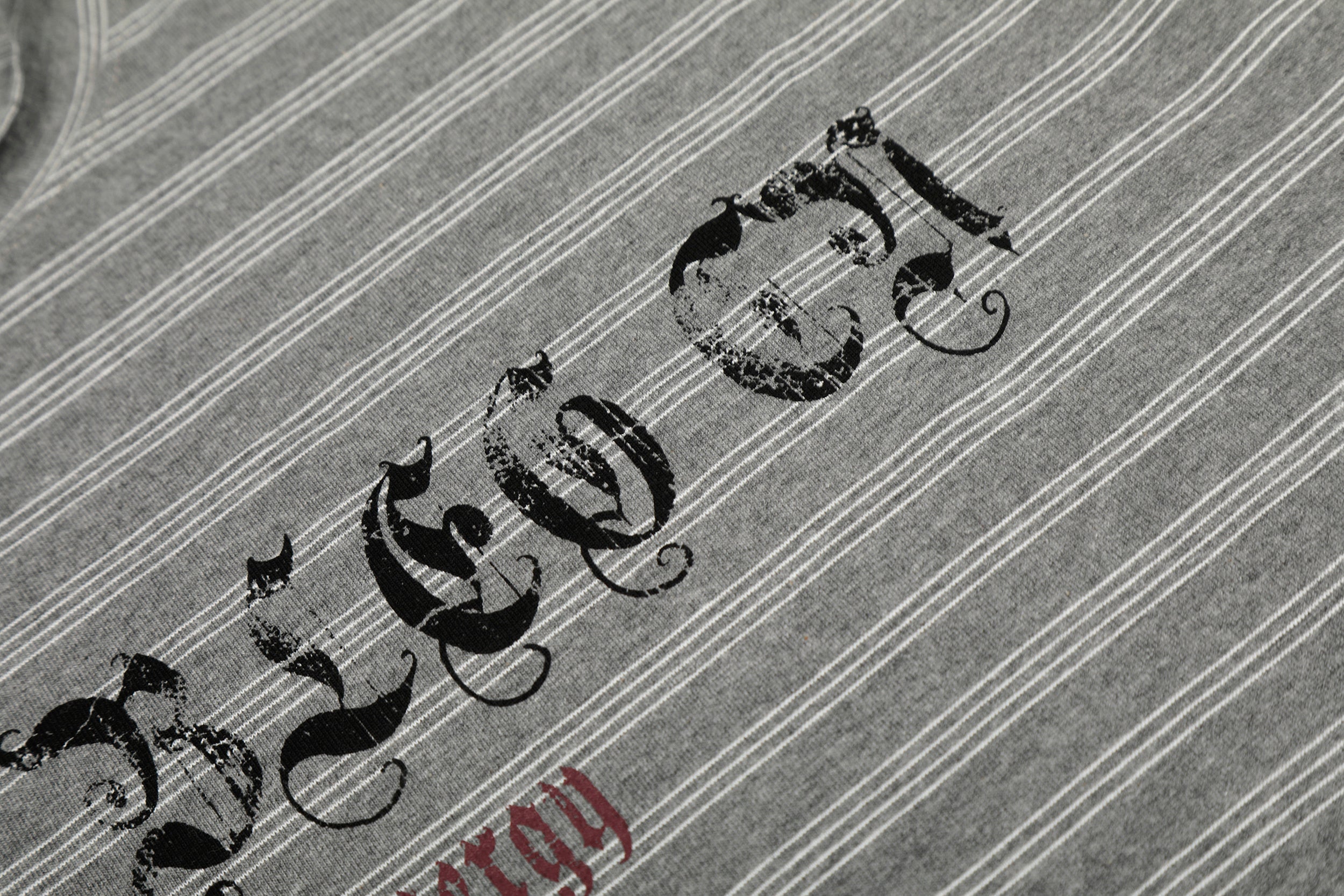 3-6-5.shop Striped Gothic Logo Long Sleeve Tee
