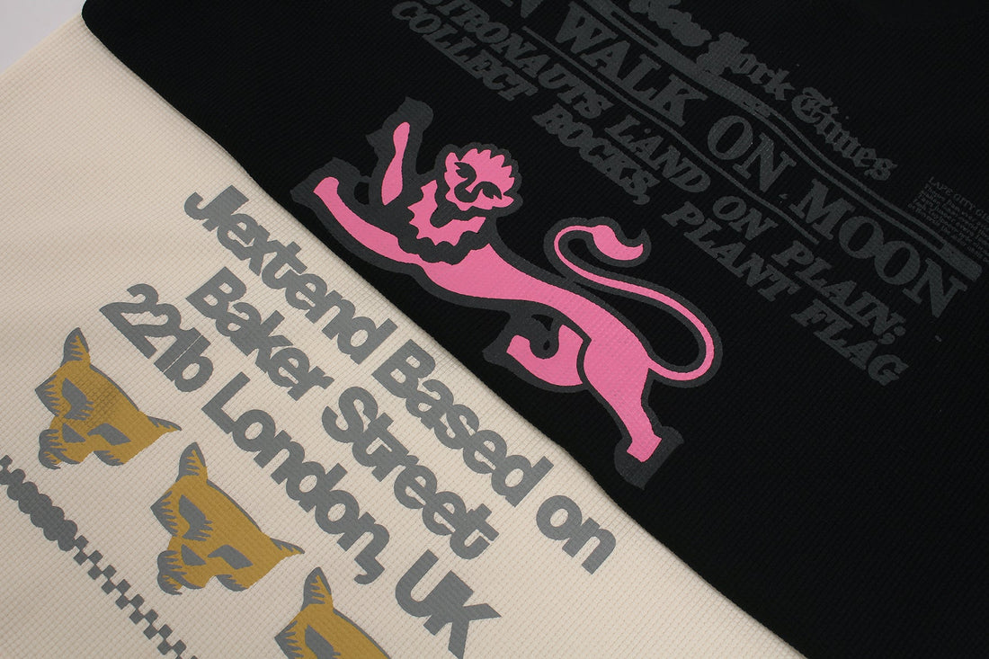 3-6-5.shop Vintage Newspaper Graphic Waffle Tee