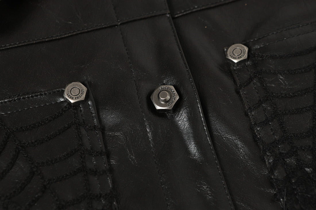 3-6-5.shop Web Embossed PU Jacket