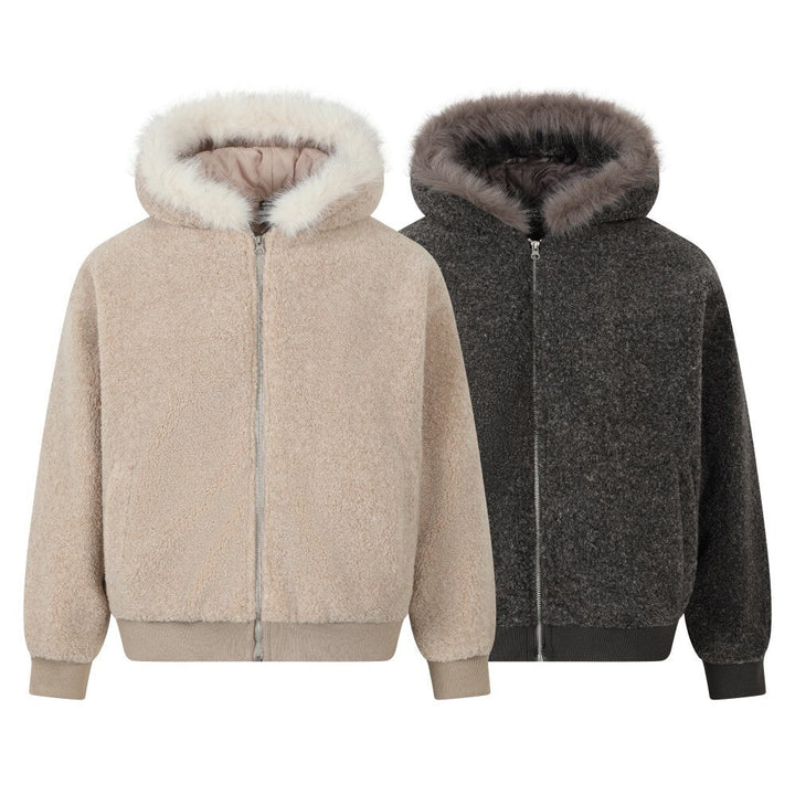 3-6-5.shop Faux Shearling Fur Hooded Jacket