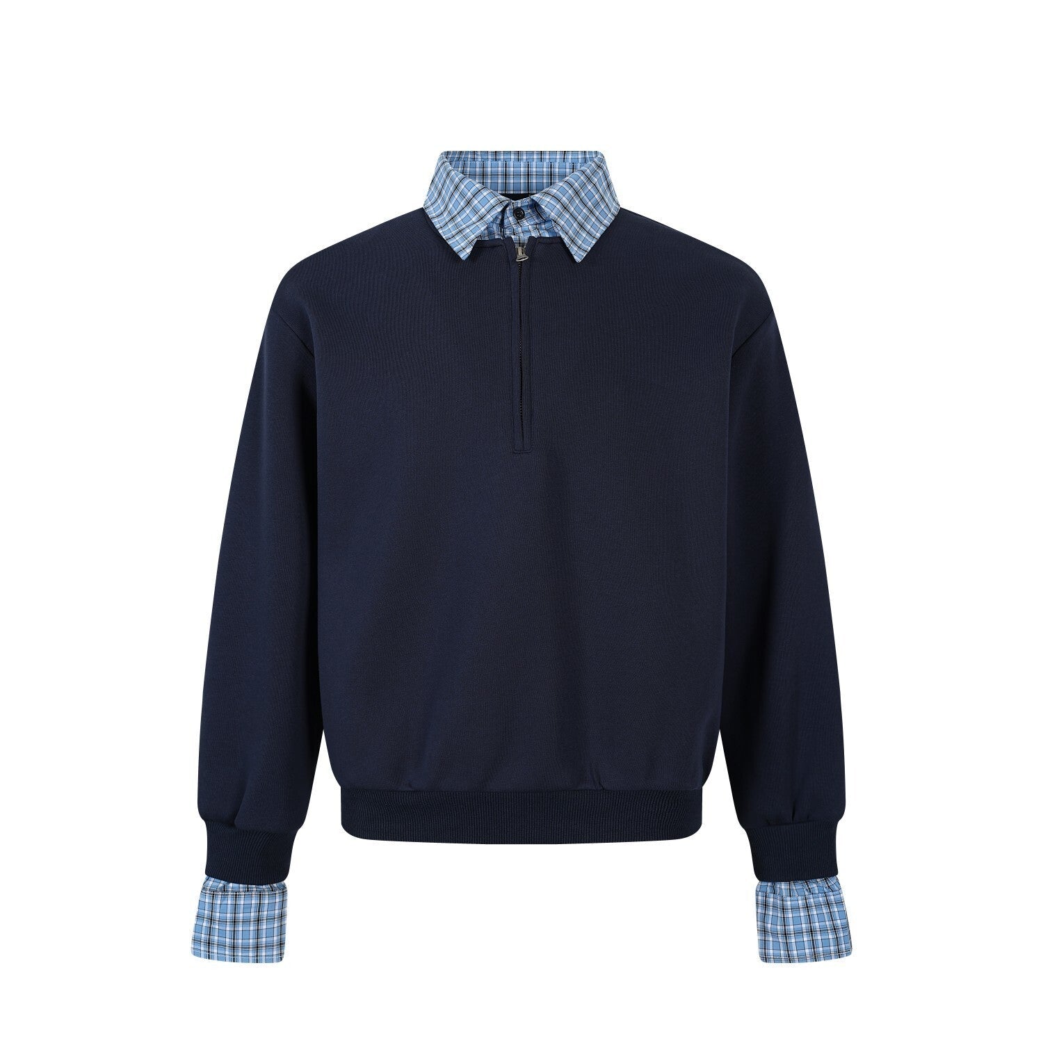 3-6-5.shop Layered Collar Half-Zip Pullover