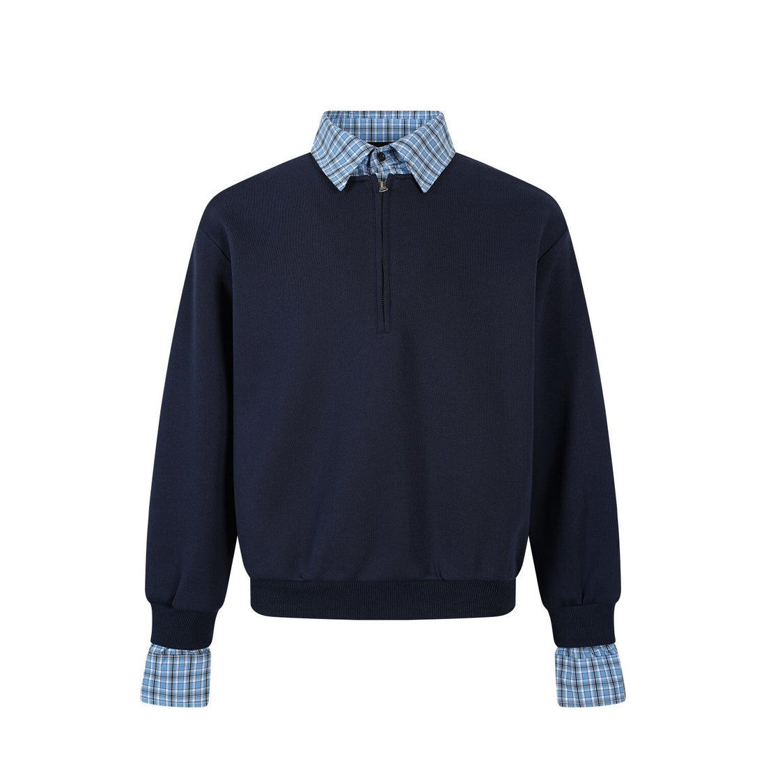 3-6-5.shop Layered Collar Half-Zip Pullover