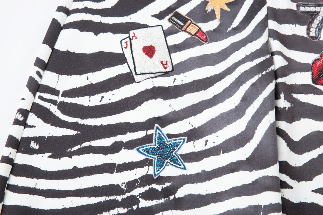 3-6-5.shop Zebra Patch Barrel Pants