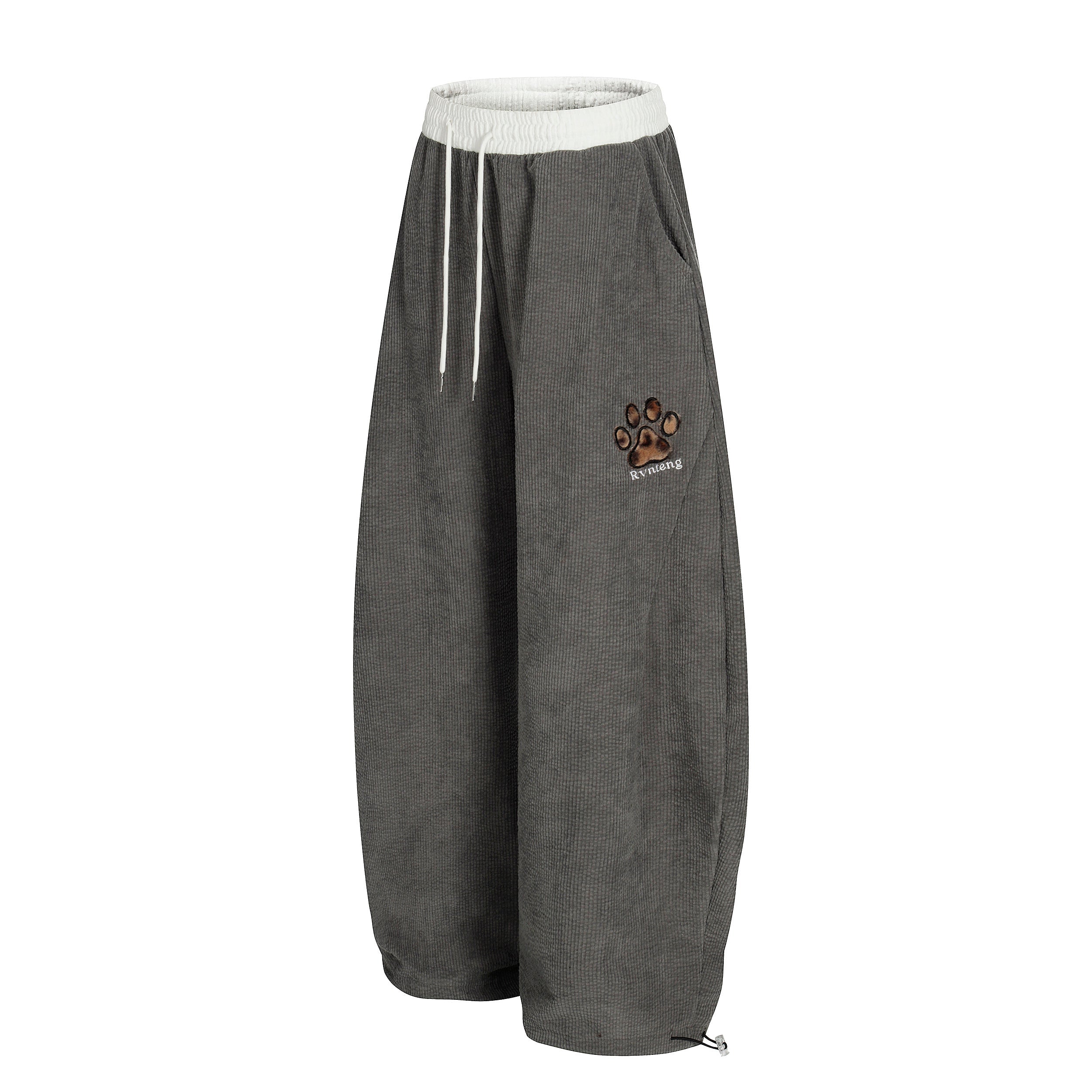 3-6-5.shop Corduroy Paw Embroidered Pants