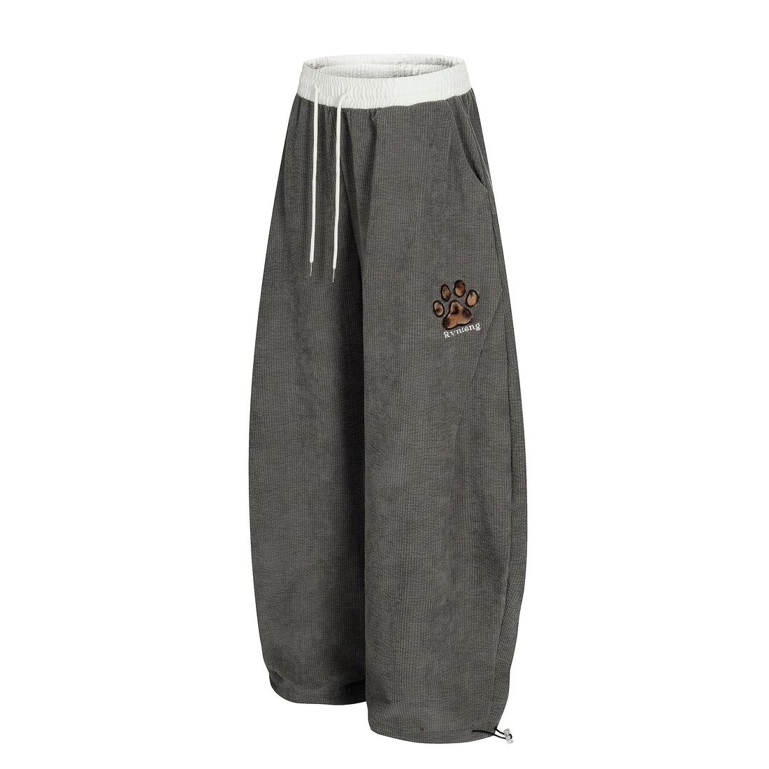 3-6-5.shop Corduroy Paw Embroidered Pants