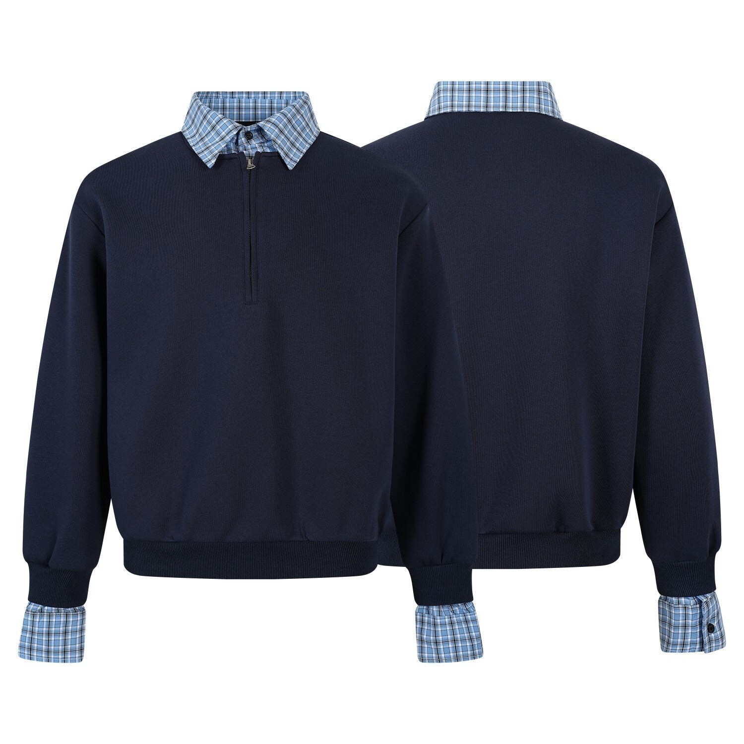 3-6-5.shop Layered Collar Half-Zip Pullover