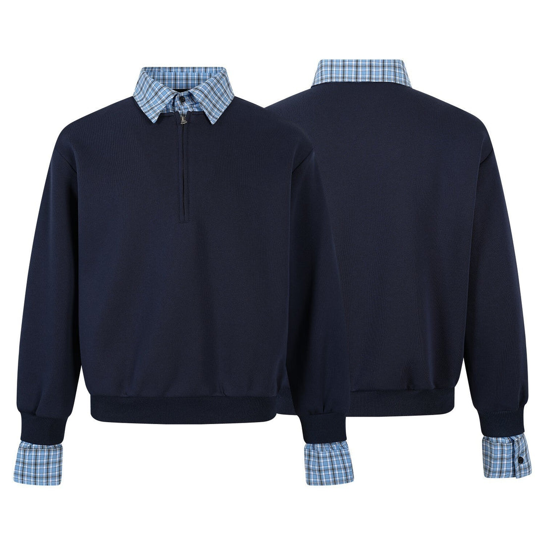 3-6-5.shop Layered Collar Half-Zip Pullover