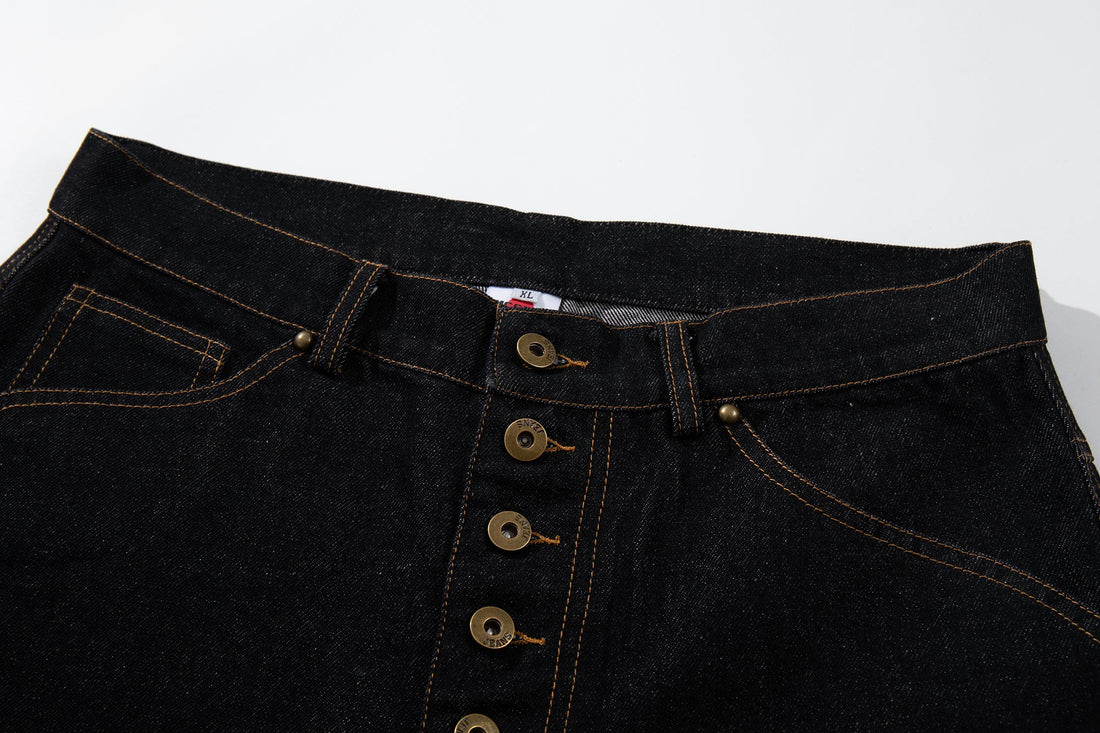 3-6-5.shop Curved Panel Wide Leg Denim Pants