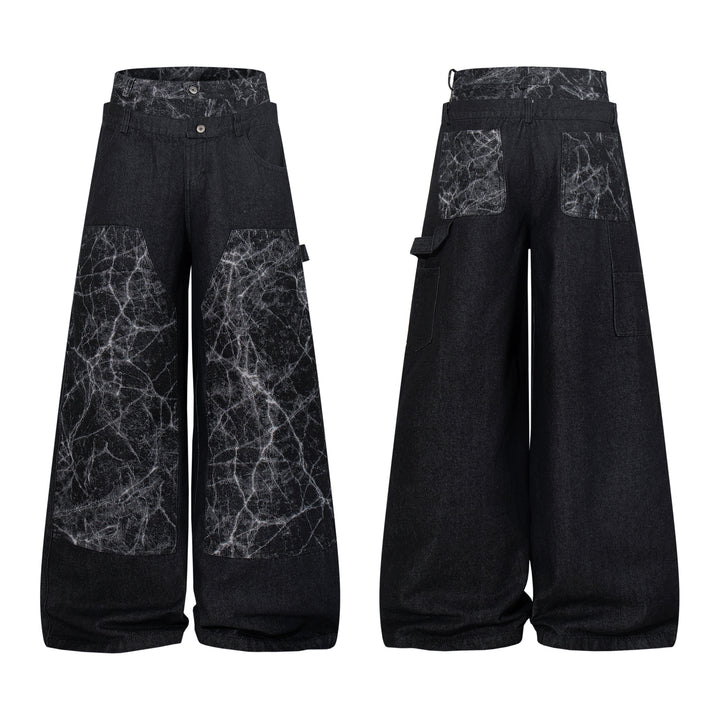 3-6-5.shop Cracked Panel Wide-Leg Pants