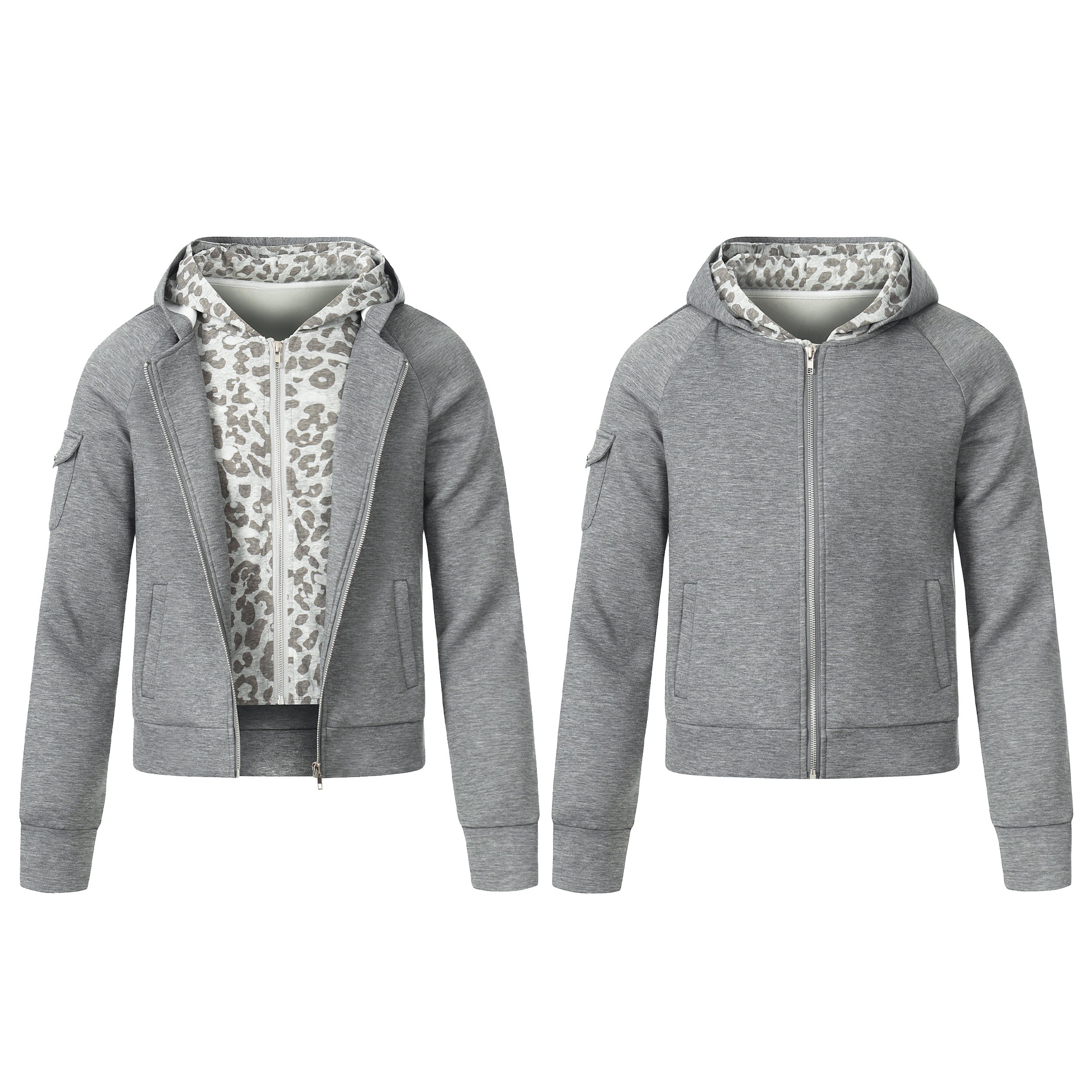 3-6-5.shop Layered Zip-Up Hoodie