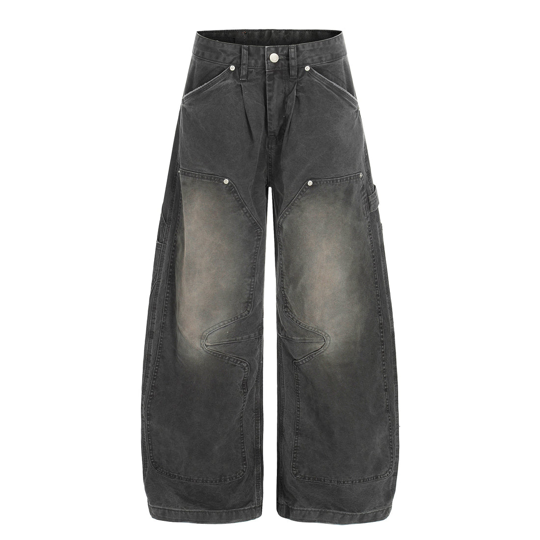 3-6-5.shop Washed Utility Wide-Leg Denim Pants