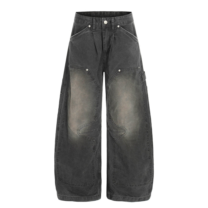 3-6-5.shop Washed Utility Wide-Leg Denim Pants